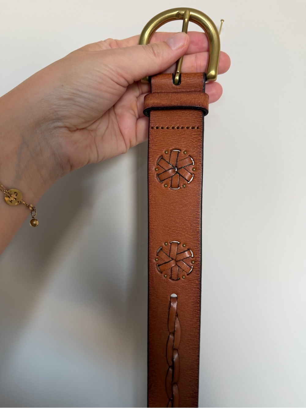 Fossil Brown Genuine Leather Belt with Brass-Tone Buckle